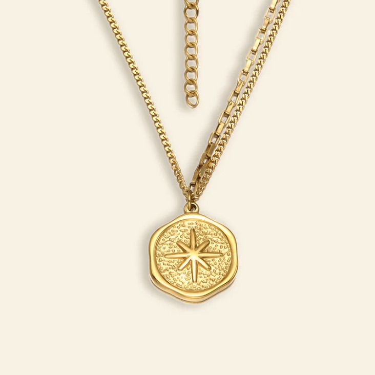 18kt Gold Plating, Stainless Steel Star Pendant.